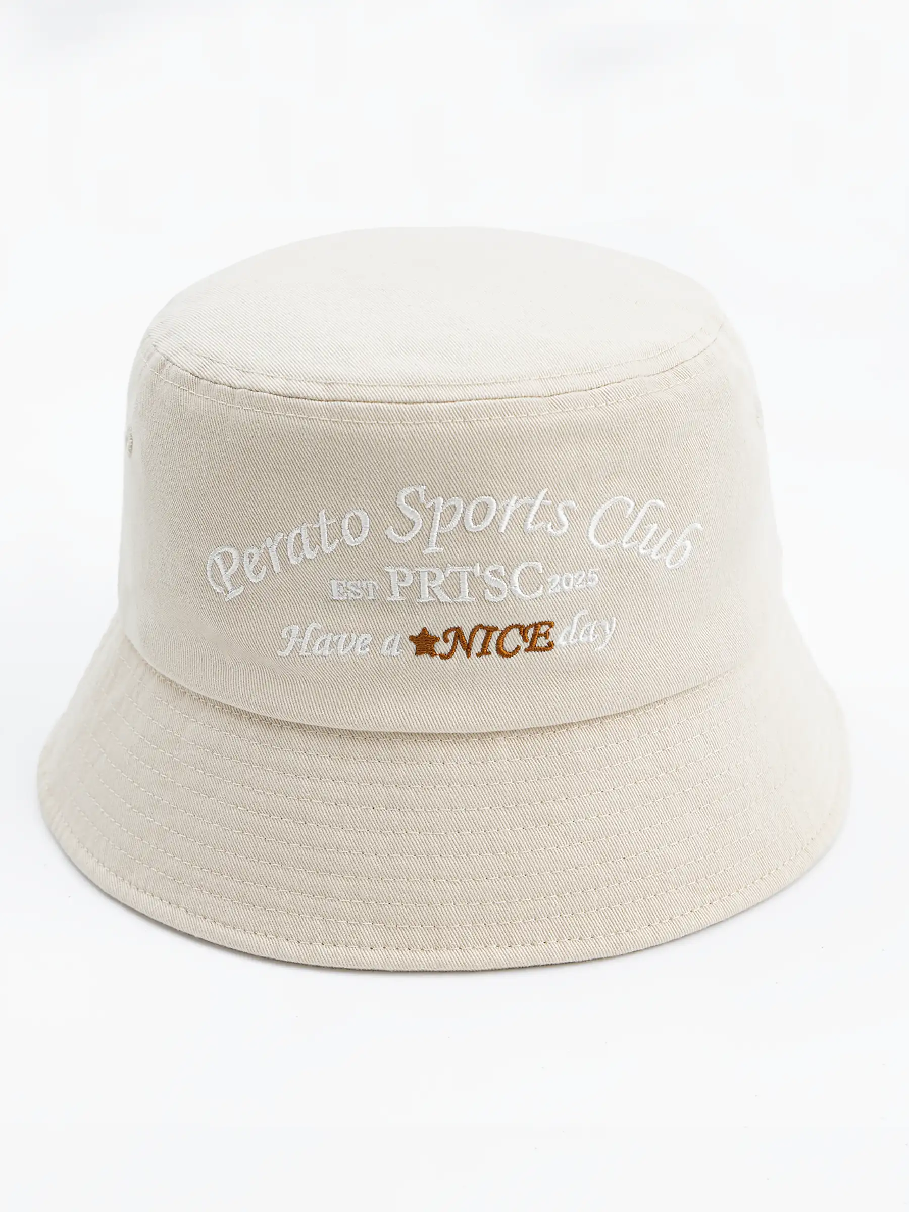 Mũ Bucket Nữ PERATO Thêu Chữ Màu Pastel Thời Trang L0MUS5W007