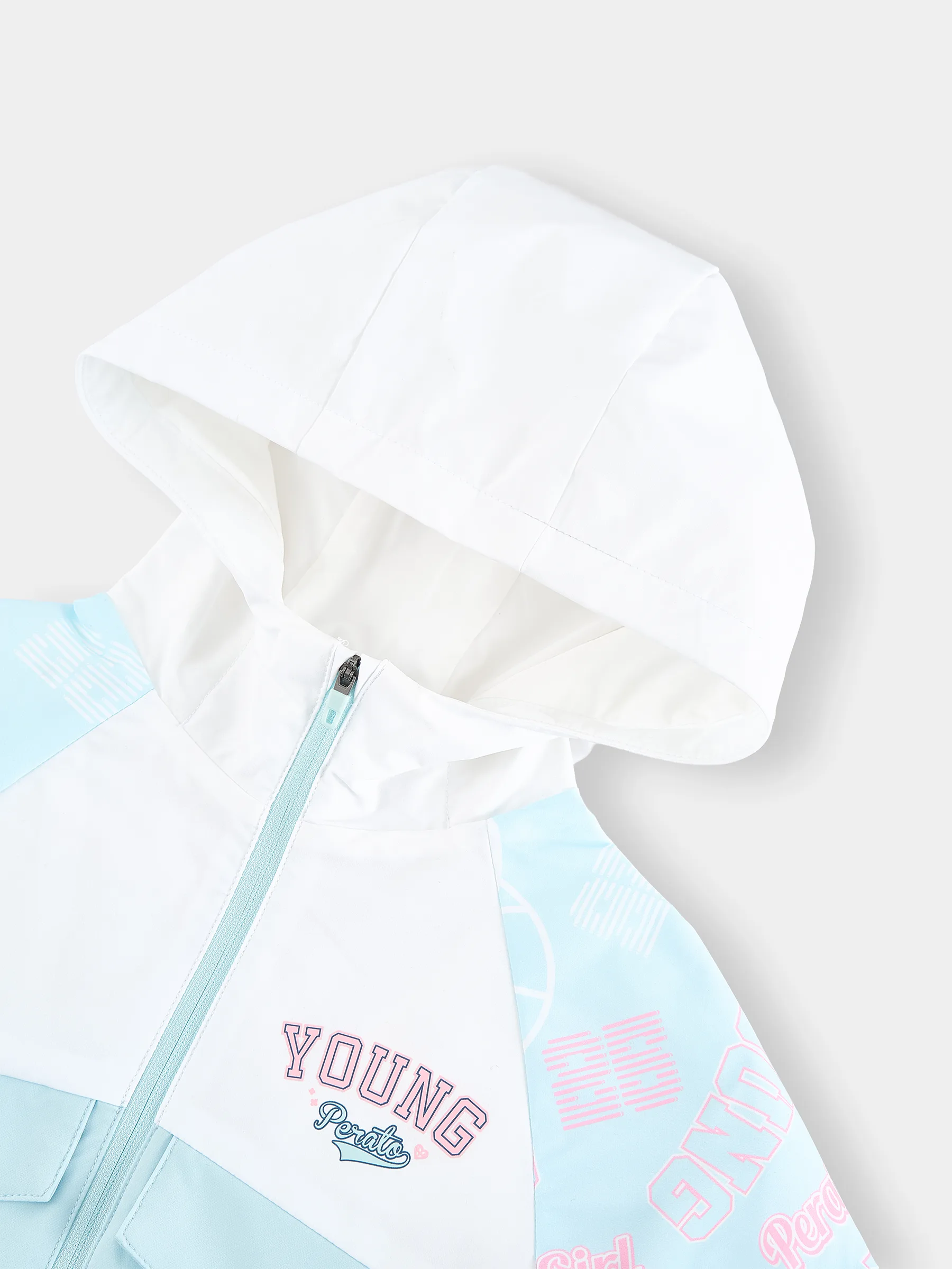 Áo Khoác Gió Bé Gái PERATO Có Mũ Phong Cách Basketball B0KGW5G004